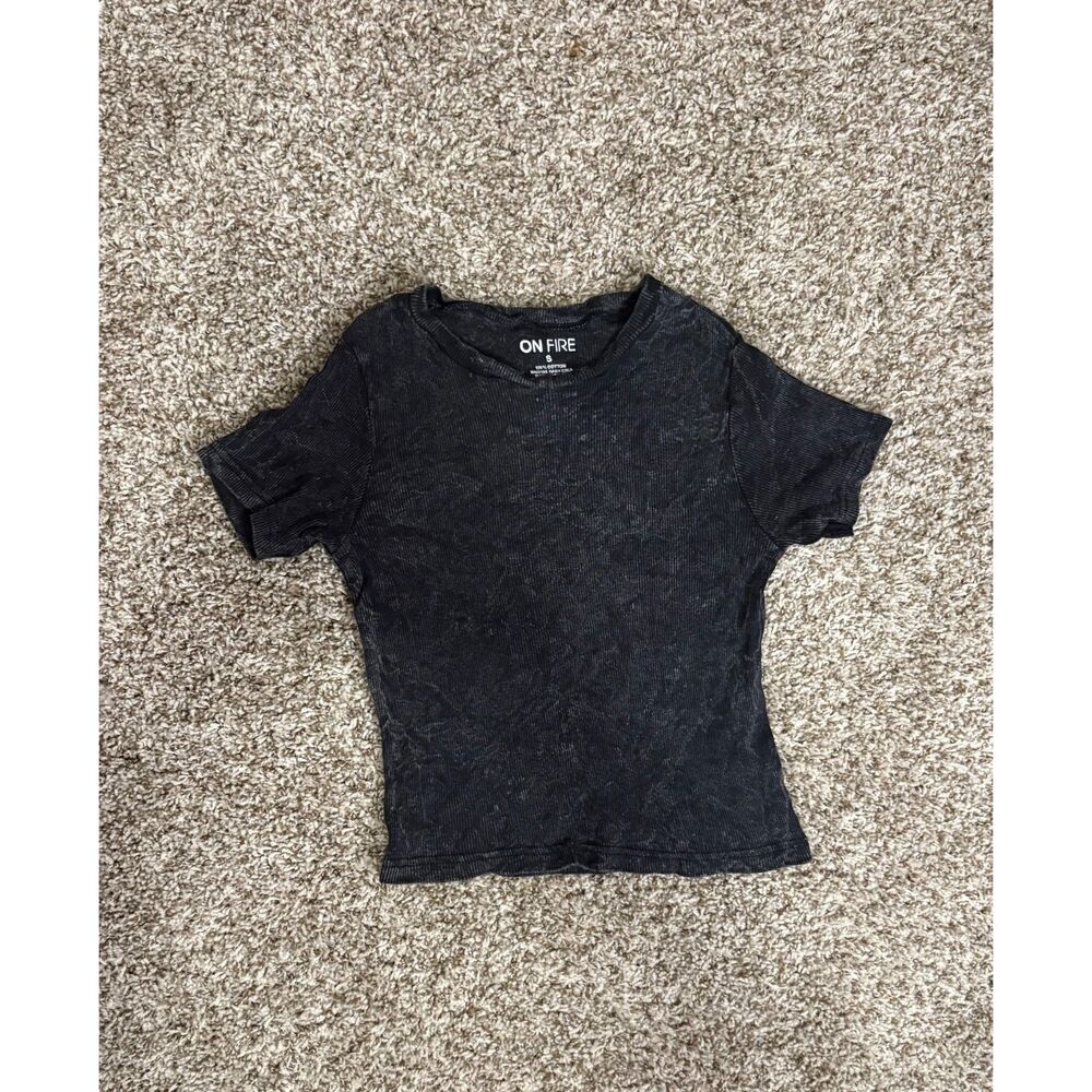 Black Ribbed Short Sleeve Fitted Top